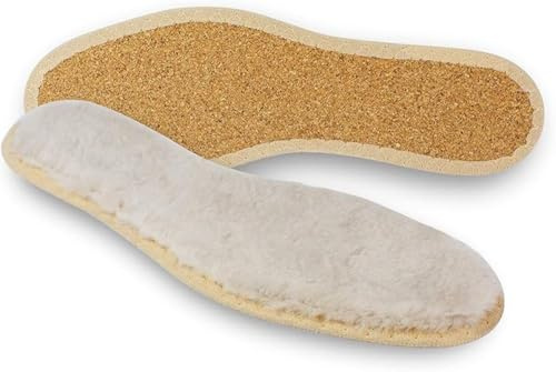 pedag Pascha Lammfell Einlegesohle – für natürlich warme Füße | ideal für Winterschuhe & -stiefel | recycelter Kork isoliert gegen Bodenkälte | wärmt & schützt die Fußsohle
