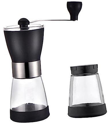 BESTonZON 1stück Manuelle Hand-kaffeemühle Aus Edelstahl Mit Glasbehälter Zum Mahlen Von Kaffeebohnen Nüssen Und Gewürzen Leicht Zu Reinigen Für Perfekten Kaffeegenuss