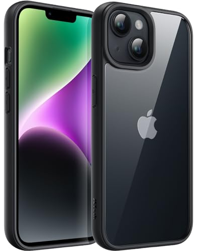 JETech Hülle für iPhone 14 Plus 6,7 Zoll, Stoßfestes Handy Stoßfänger Schutzhülle, Solid Farbe Matt TPU Rahmen, Anti-Kratzer Transparent Rückseite (Mitternacht)
