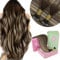 YoungSee Nano Hair Extensions Real Human Hair Balayage Dark Brown with Ash Blonde Nano Ring Hair Extensions Brown Hair Extension Beads Nano Cold Fusion Nano Loop Human Hair Extensions 20inch 1g/s 50g