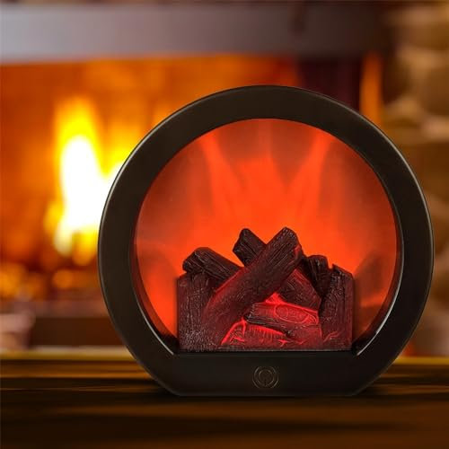 Flammeneffekt Laterne, Imitation Feuer Flammen mit Touch-Schalter, USB Wiederaufladbare Feuereffekt-Lichter für Kamin, Künstlicher gefälschter Kamin für Wohnzimmer, Schlafzimmer Dekoration