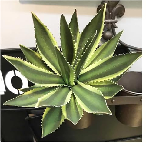 Aqxyxsw 40 cm große künstliche Sukkulenten Tropische Sisal-Blume gefälschte Agave Desktop-Bonsai-Pflanzen Kunststoff grüne Blätter for Heimdekoration fangzi (Color : White 20 Leaves)