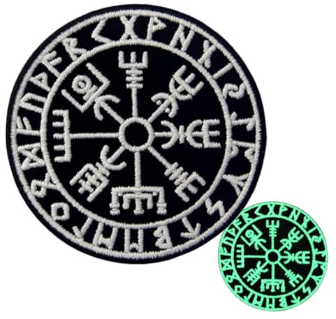 Glow in Dark Vegvisir Wikinger Kompass Norse Rune Emblem Lustiges Meme Moral Patch Militär Patch für Taktische Rucksäcke Kleidung Jeans Hüte Taschen Helme Trikot Weste