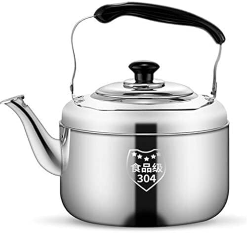 Hervidor con silbido de acero inoxidable, hervidor de cocina, tetera retro, hervidor de agua ligero con mango de madera, tetera for cocina de gas, tetera con infusor (Color : Silver, Size : 8L)