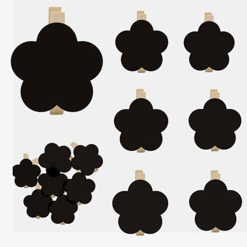 Mini Lavagna, 16 Pezzi Flower Shape Lavagna Riapplicare la Bacheca per promemoria, segni numero tavolo, con Segni di Tag di Legno Clip per la Decorazione del Partito di Nozze Nota Prendendo