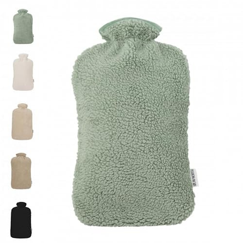 Ølav North XXL Wärmflasche mit Teddybezug, Inkl. Geschenkverpackung, 3.4 Liter, Grün, Hergestellt aus nachhaltigen Materialien, Geschenk für Frauen, Freundin
