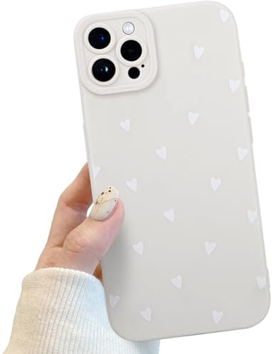 Compatible for iPhone 12 Pro Max Case, Cute White Heart Pattern Case Design for Women Girls, Soft TPU Slim Profile Shockproof Protective Phone Case for iPhone 12 Pro Max