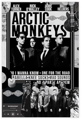 tcagd Poster von Arctic Monkeys 10 Leinwandposter Schlafzimmer Dekor Landschaft Büro Zimmer Dekor Geschenk 30 x 45 cm