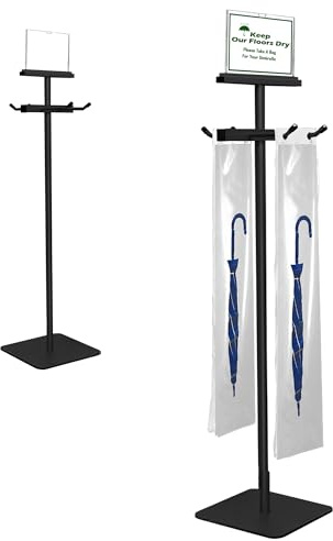 Umbrella Bag Stand, Wet Umbrella Stand with 220 Umbrellas Bags, Black