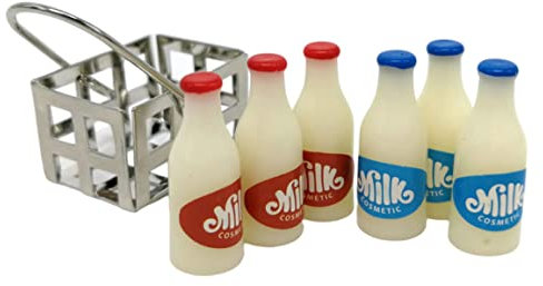 Doll House Accessories And Furniture, Miniature Milk Bottle with Basket Mini House Food Accessories for Dollhouse Scene Decor