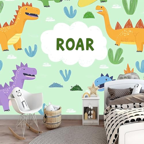 Photo Wallpaper Kids Room Comic Dinosaur Non-Woven Living Room Bedroom Nursery Kindergarten Wall Decoration - 350 x 256 cm Photo Mural