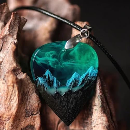 Retro Design für Musiker Gitarre Plektrum Kette mit natürlichen Nordlichtern Inspiration (A)
