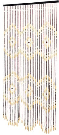 Natürliche Holztür Perlenvorhang, Türöffnung Perlen, Haustür Dekor Vorhänge, Beige Braun Tür Vorhang Perlen, 90 x 175 cm Insektenschutz Vorhang, Türvorhang, Fliegenvorhang für Terrassentür Beige, Brau