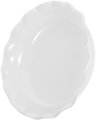 OKUMEYR 1pc Ceramic Bakeware Porcelain Pie Plate Oven Tray Baking Dishes for Oven Pizza Plate Oven Bake Ware Oven Roasting Pan Casserole Cookware Pizza Baking Pan Pizza Pan White Ceramics
