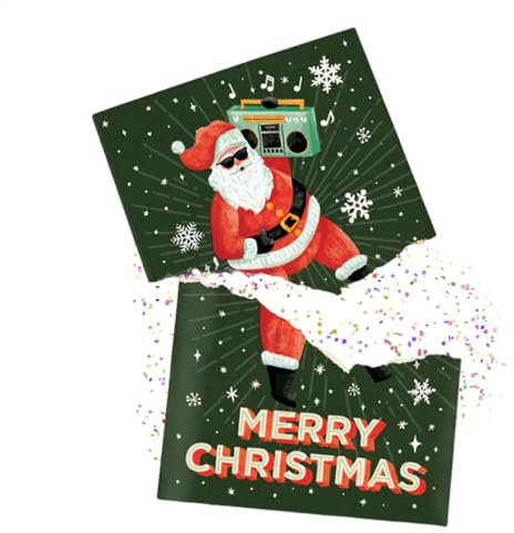 Never Gonna Give You Up Weihnachtskarte mit Musik | Lustige Greeting Card | Weihnachtskarten mit Musik Non Stop | Santa Blessing Prank Christmas Card für Familie und Freunde