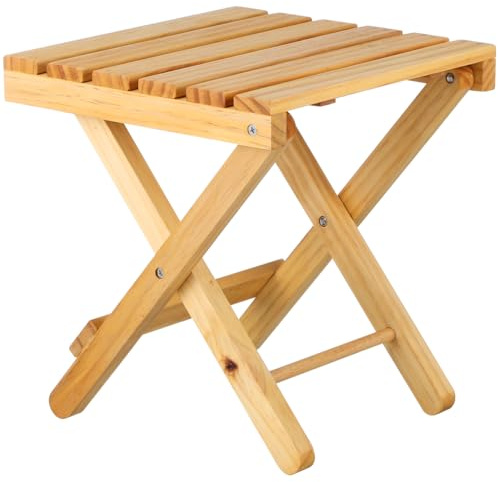 Cabilock Wooden Folding Side Table, Small Portable Outdoor Picnic Table, Compact Garden Plant Stand Rack Square Wood Flower Stool Home Decor