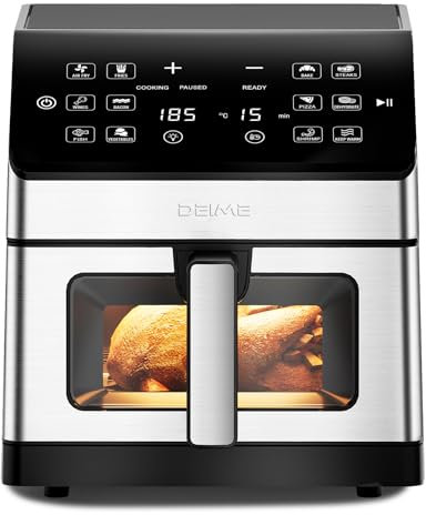 Friteuse à Air DEIME 6L Sans Huile 1500W Friteuses à Air de Grande Capacité Cuisinière Saine avec 6 Préréglages, Fenêtre de Cuisson Visuelle, Panier Antiadhésif