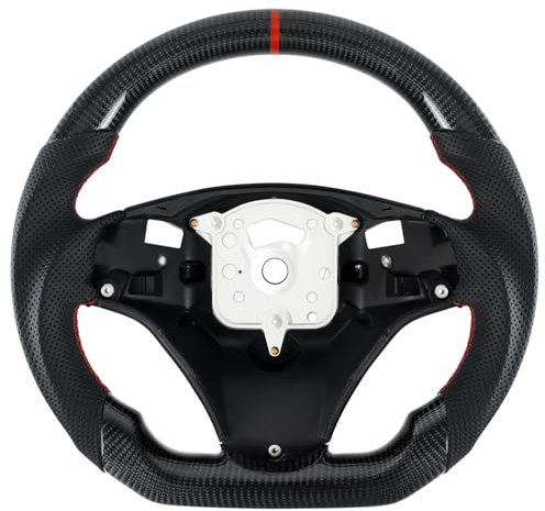 Acclcors Handgefertigte echte Carbonfaser-Lenkrad, D-förmiges Lenkrad mit flacher Unterseite, Lenkrad mit scharfen Paddellöchern für BMW M Sport 1/3 Serie M3/E88 E90 E91 E92 E93 2005-2012