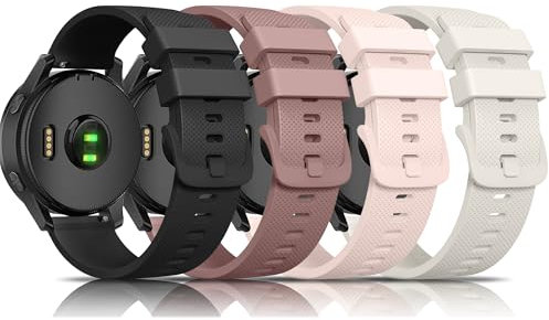 4 Pack for Garmin Forerunner 245 Straps, Garmin Vivoactive 5 Strap, Venu SQ Strap, 20mm Soft Silicone Replacement Wristbands for Forerunner 55/645/245 Music Smartwatch