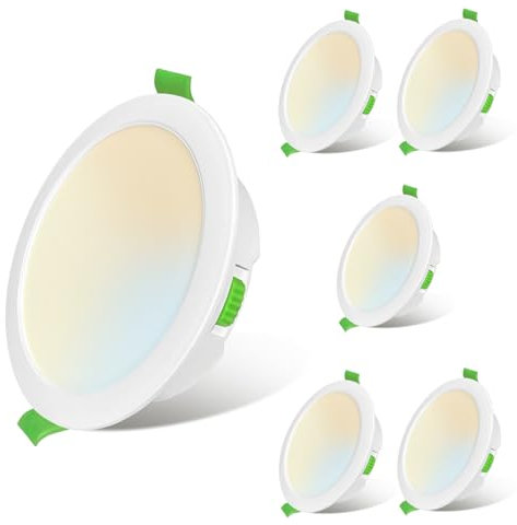 Sweier Spots LED Encastrés Ultra-Plats, à 3 couleurs réglables (3000K/4000K/6000K) 7W 600LM IP44 Étanche pour Salle de Bain, Cuisine, Salon Pack de 6
