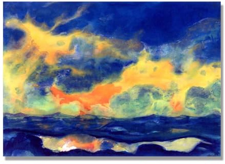 NHLDZYH Emil Nolde Bilder, (Herbsthimmel auf See), Natur Poster, Berühmte Gemälde-Reproduktion, Kunstdruck auf Leinwand für Wohnzimmer 70x98cm Nur Leinwand