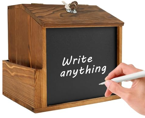 Contenitore di voto tradizionale - casella di voto in stile antico, posto postale dotato di lavagna | Blocca il repository della lotteria in legno, donazioni tenui da parete,