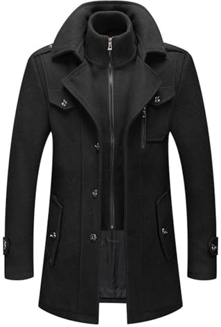 SaiDeng Herren Wollmantel Winter – Klassischer Einreiher-Kurzmantel aus Wolle mit Revers, Regular Fit Business & Freizeit Langmantel, Warmer Kaschmirmantel mit Seitentaschen für Herbst & Winter