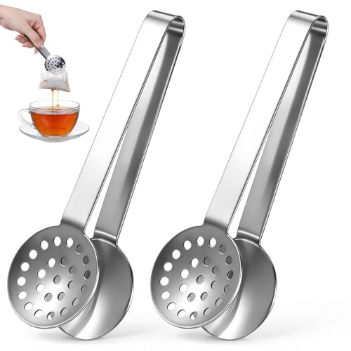 2 Pack Tea Bag Squeezer, Tea Bag Squeezer Tongs, Ergonomic Accessories | Tea Accessories for Tea Lovers, Stainless Steel Durable Strainer Gripper