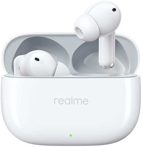 realme Buds T310 Cuffie Bluetooth 46dB Controllo del Rumore Ibrida, Auricolari Bluetooth con 12,4mm Driver Dinamico per Bassi e 3D Audio Spaziale, 40 Ore Autonomia, 45ms Latenza, IP55, Bianco