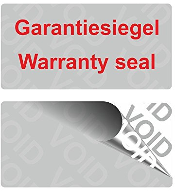VOID Sicherheitsetiketten Garantiesiegel Warranty seal auf Rolle - 28 x 14 mm - 1000 Stück - silber