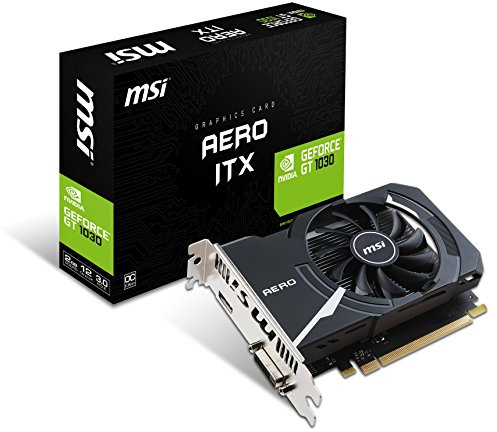 MSI GeForce GT 1030 Aero ITX 2G OC 2GB Nvidia GDDR5 1x HDMI, SL-DVI-D, 2 Slot Mini PC, Afterburner OC, Grafikkarte