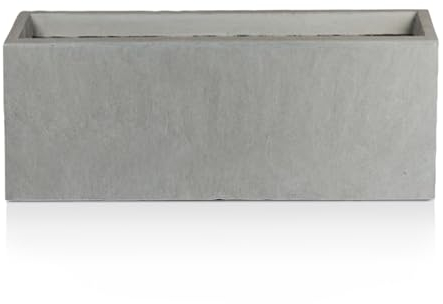 IDEALIST 40cm Planter | Grey Reinforced Stone Garden Window Box | Indoor Windowsill Planter with Drainage Holes L40 W17 H17.5 cm, 7 litres