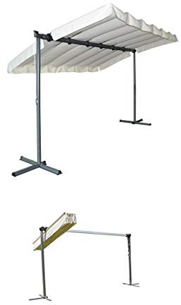 Habrita Pergola Marquise 3,60 x 2,50 m - Toile pivotante et Extensible