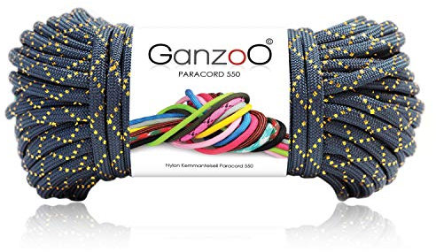 Paracorde 550 Corde à paillettes pour bracelet, laisse, collier, corde en nylon/polyester avec 7 brins de 30 m d'épaisseur 4 mm | Corde polyvalente | Cordon parachute | Couleur : bleu marine