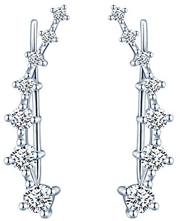 Unendlich U - Orecchini da donna alla moda, in argento Sterling 925, con 7 cristalli, ipoallergenici, rotondi, con zirconi cubici, fascetta da orecchio e Argento, colore: argento, cod. E5595-silver