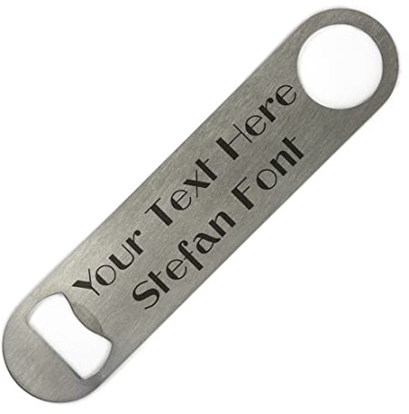 ShopQuality4U Personalised Stainless Steel Bar 18cm/7 Blade Bottle Opener Printed with Any Message That Does Not Fade or Wash Off - Enter Your Own Custom Text Stefan Font Double Sided