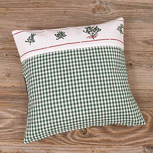 Kissen-Bezug in 30x30 cm für Weihnachten Deko-Kissen Sofa-Kissen - Baumwolle Kissen-Hülle HILDE grün weiß kariert - Waschbarer Reißverschluss Zierkissen-Bezug für Kopfkissen Couchkissen