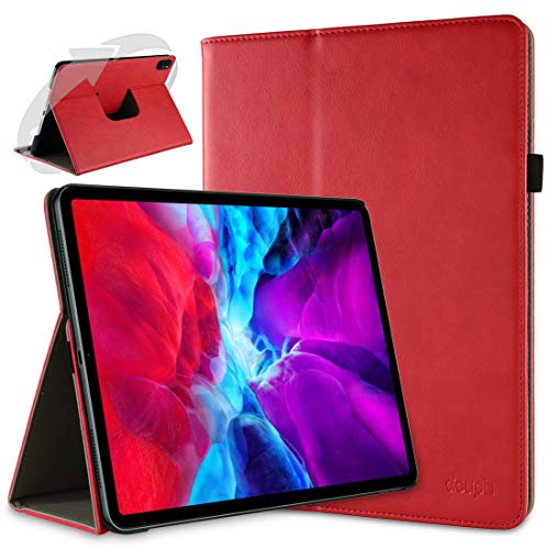 doupi Deluxe Custodia per iPad PRO 12,9 Pollici (4. Generazione) 2020, 360 Gradi Rotable Protezione Etui Stare in Piedi Protettiva, Rosso