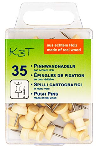 K3T Pinnwandnadeln aus echtem Holz, 35er Packung, Art.Nr. 48362