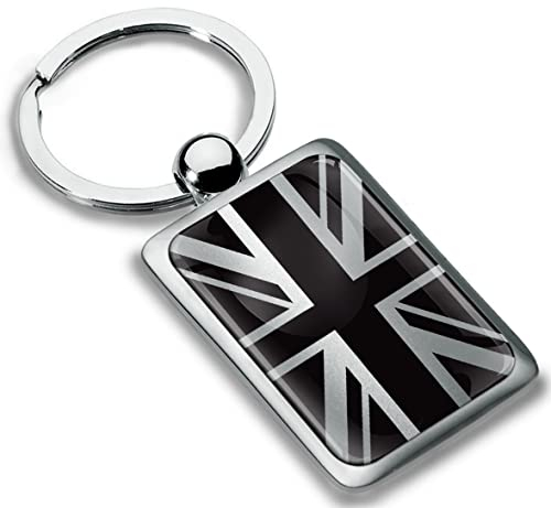 Biomar Labs Nickel Métal Porte-clés Boite Cadeau Accessoires Cadeau pour Homme et Femme National Drapeau UK Royaume-Uni Union Jack Flag Argenté KK 270