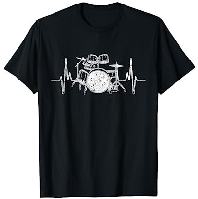 Músico Batería Regalo Latido Del Corazón Percusión Tambores Camiseta
