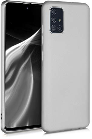 kwmobile Case kompatibel mit Samsung Galaxy A51 Hülle - Schutzhülle aus Silikon metallisch schimmernd - Handyhülle Metallic Silber