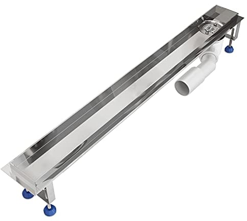 Grundkörper-SET für Duschrinne 60 cm AQUABAD® SDS Premium aus poliertem V2A Edelstahl inkl. Haarsieb/Ablauf waagerecht - Abgang seitlich (Ohne Abdeckung - separat erhältlich)