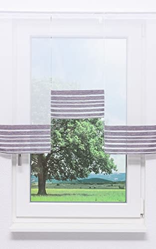 LYSEL 3er Set Scheibenhänger Miniflächen Streifenglanz (Bx H) 30cm * 80cm grau/anthrazit