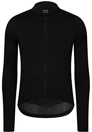 RISESBIK New Update Men's Long Sleeve Cycling Jersey Lightweight Pro Aero Race Fit, UPF 50+ Biking Cycling Shirt Zipper Pocket (Black, XXL)