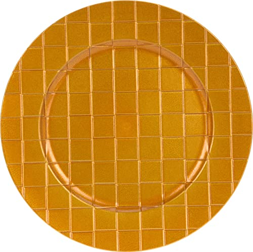 Rammento Set of 4 Charger Plates 33cm Round Charger Plates Underplates (33cm Round Gold Chess)