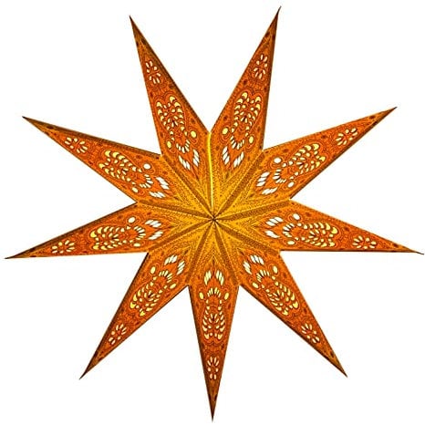 JUSTSTARS Papierstern mit Beleuchtung – Set mit Kabel und LED – Weihnachtsstern zum Hängen/Fenster-Deko – 60cm Yellow