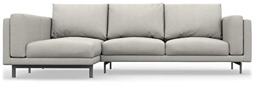 comfortly Nockeby 2-Sitzer-Sofa mit linker Chaiselongue-Schonbezug, handgefertigt, kompatibel mit Nickelby-Sofa mit Chaiselongue, linke Seite, nur Bezüge (Leinen-Mischgewebe, Leinen)