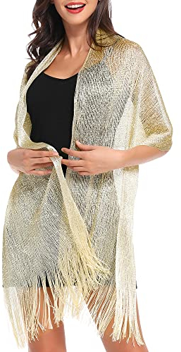 vimate Partyschal für Damen, Lightweight Champaign Gold Abendtücher und Schalwickel für formelle Kleider (DE-Champagne)