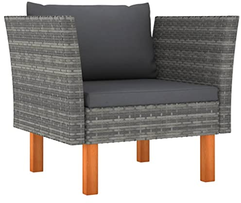 INLIFE Gartensofa Poly Rattan und Eukalyptus Massivholz-5755